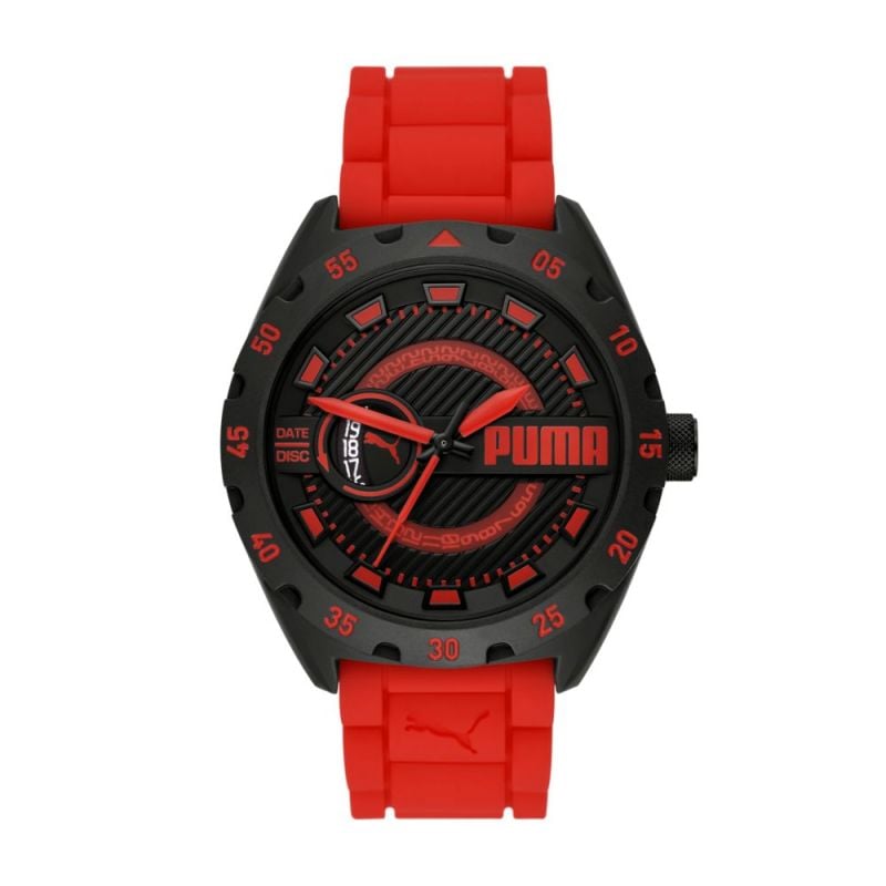 Puma Street V2 Three-Hand Date Red Silicone Watch - P5113 | Watch Republic