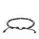 This bracelet features hematite and steel beads and a black wax cord - JOF00495040