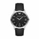 Emporio Armani Men's Giovanni Silver Round Leather Watch - AR11210