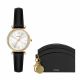 Fossil Women's Carlie Three-Hand Black Eco Leather Watch and Card Case Box Set - ES5180SET