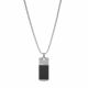 Tiny box chain necklace moulded black resin pendant, stainless steel, lobster clasp - JF03316040