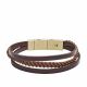 Triple-strand bracelet features brown leather macrame and adjustable magnetic closure - JOF00530715
