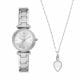 Fossil Women's Carlie Three-Hand Stainless Steel Watch and Necklace Set - ES5250SET