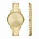 Armani Exchange 3Hand Gold Stainless Steel Watch and Gold Stainless Steel Bracelet Set - AX7144SET