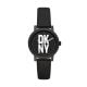 DKNY Soho D Three-Hand Black Leather Watch - NY6619
