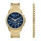 Armani Exchange Men's Chronograph, Gold-Tone Stainless Steel Watch and Bracelet Set - AX7151SET