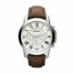 Fossil Men's Grant Silver Round Leather Watch - FS4735