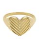 Fossil Women's Harlow Linear Texture Heart Gold-Tone Stainless Steel Signet Ring -  JF0465571016.5