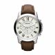 Fossil Men's Grant Silver Round Leather Watch - FS4735IE