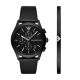 Emporio Armani Chronograph Black Leather Watch and Bracelet Set - AR80070SET