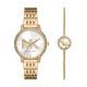 Michael Kors Women's Three-Hand, Gold-Tone Stainless Steel Watch and Slider Bracelet Set - MK1051SET