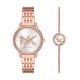Michael Kors Women's Three-Hand, Rose Gold Stainless Steel Watch and Slider Bracelet Set - MK1052SET