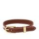 Fossil Women's Heritage D-Link Brown and White Leather Strap Bracelet - JF04368710