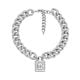 Michael Kors Women's Premium Metallic Muse Platinum Brass Pavé Lock Statement Necklace -MKJ8299CZ040