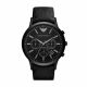 Armani Men's Renato Black Round Leather Watch - AR2461