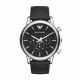 Armani Men's Luigi Silver Round Leather Watch - AR1828