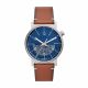 Fossil Men's Barstow Auto Silver Round Leather Watch - ME3168