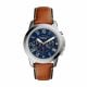 Fossil Men's Grant Silver Round Leather Watch - FS5210