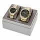 Fossil His and Her Chronograph Gold-Tone Stainless Steel Watch Gift Set - BQ2400SET