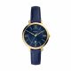 Fossil Women's Jacqueline blue sunray dial three-hand Date Movement and a Navy Leather Watch -ES5023