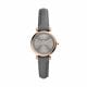 Fossil Women's Carlie Mini 3H Grey Leather Strap Watch -ES5068