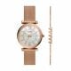 Fossil Women's Carlie Three-Hand Rose Gold-Tone Stainless Steel Watch and Bracelet Set - ES5058SET