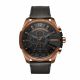 Diesel Men's Mega Chief Chronograph Rose Gold-Tone and Black Leather Watch - DZ4459