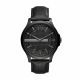 Armani Exchange Three-Hand Date Black Leather Watch - AX2400