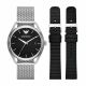 Emporio Armani Three-Hand Date Stainless Steel Mesh Watch and Interchangeable Strap Set - AR80055