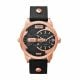 Diesel Men's Mini Daddy Three-Hand Rose Gold-Tone and Black Leather Watch - DZ7317
