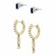 Fossil Women's Stevie All Stacked Up Blue Crystal and Gold-Tone Brass Hoop Earring Set -  JA7096710