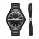 Armani Exchange Three-Hand Date Black Stainless Steel Watch and Bracelet Gift Set - AX7134SET