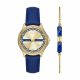 Armani Exchange Three-Hand Blue Leather Watch and Bracelet Gift Set - AX7135SET