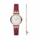 Emporio Armani Two-Hand Burgundy Leather Watch and Bracelet Gift Set - AR80052