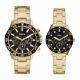 Fossil Unisex's His and Her Multifunction Gold-Tone Stainless Steel Watch Set - BQ2643SET