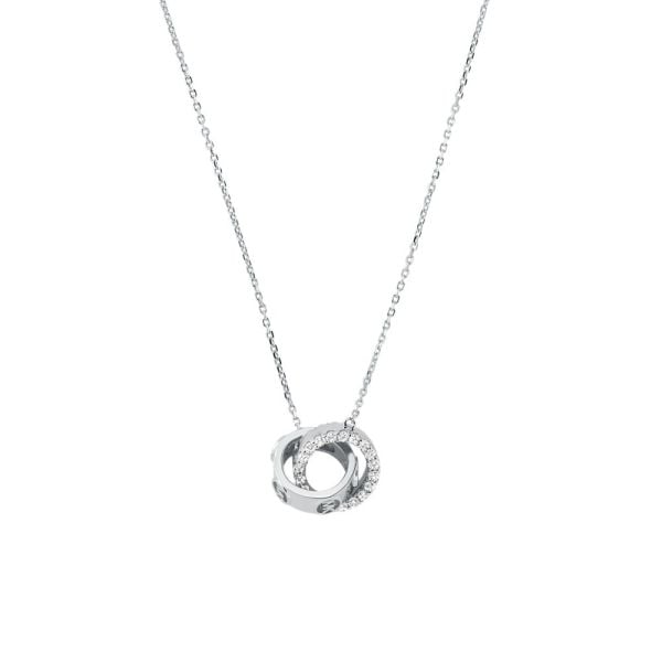 Michael Kors Precious Metal-plated Sterling Silver Double Heart And Pavé  Bar Necklace in White | Lyst UK