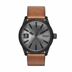 Diesel Men's Rasp Black Round Leather Watch - DZ1764