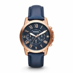 Fossil Men's Grant Rose Gold Round Leather Watch - FS4835