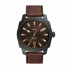 Fossil Men's Machine Three-Hand Date Dark Brown Eco Leather Watch - FS5972