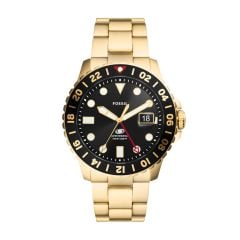 Fossil Men's Blue GMT Gold-Tone Stainless Steel Watch - FS5990