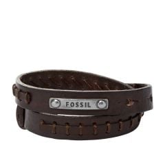 Fossil Men's Brown Leather ID Bracelet, JF87354040