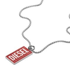 Diesel Men's Stainless Steel Logo Dog Tag Necklace - DX1368040