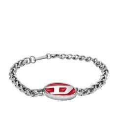 Diesel Men's Red Enamel and Stainless Steel Chain Bracelet - DX1445040