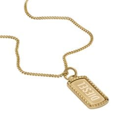Diesel Men's Gold-Tone Stainless Steel Dog Tag Necklace - DX1456710