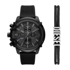 Diesel Men's Griffed Chronograph, Black Stainless Steel Watch and Bracelet Set - DZ4650SET