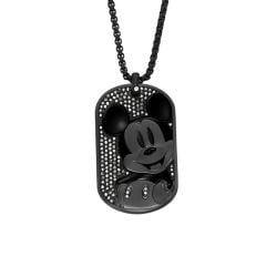 Fossil Men's Disney x Fossil Special Edition Black Stainless Steel Dog Tag Necklace -  JF04622001