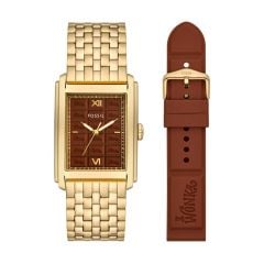 Fossil Men's Willy Wonka™ x Fossil Limited Edition 3 Hand, Gold Steel Watch & Strap Set - LE1190SET