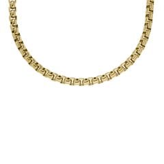 Fossil Men's All Stacked Up Gold-Tone Stainless Steel Chain Necklace - JF04575710