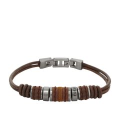 Fossil Men's Brown Rondell Leather Bracelet - JF00900797