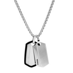 Fossil Men's Chevron Stainless Steel Dog Tag Necklace - JF03996040
